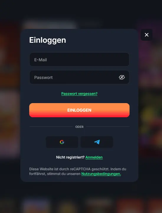 Beef Casino Registrierung: Anmeldeformular für neue Spieler aus Deutschland